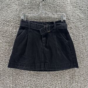 Free People Denim Skirt Womens 25 Black We The Free Belt Cotton Preppy Pockets